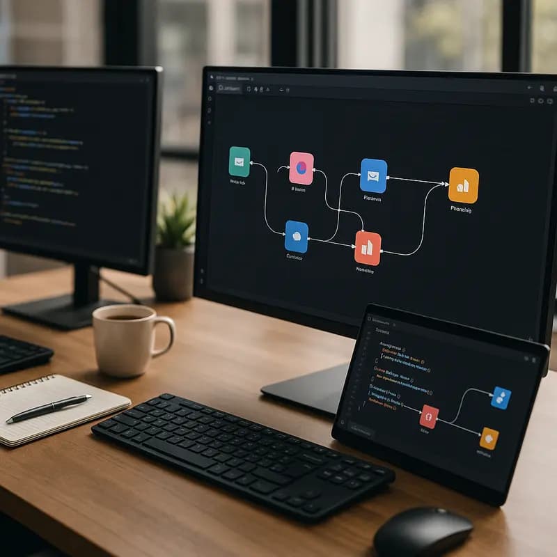 An automated workflow passing a task from one system to the next An automated workflow passing a task from one system to the next